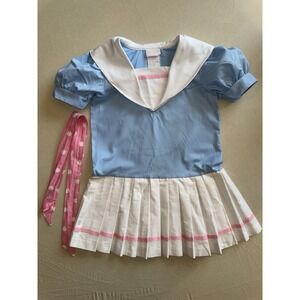Vintage Sweet Treats Sailor Pleated Dress USA Made Puff Sleeves 4T